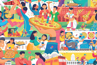 draw flat illustration for friendly brands