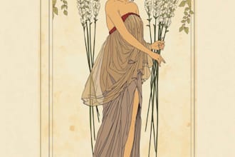 draw art nouveau illustration, album cover, art