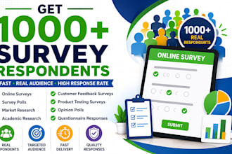 get over 1000 respondents audience to fill online survey, survey polls