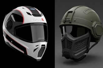 create 3d helmet models for games, cosplay and 3d printing