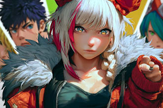 create a complete anime character sheet with expression
