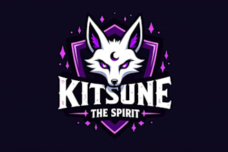 design awesome kitsune fox mascot logo just in 12 hours