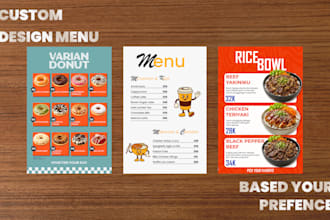 design a custom food menu following your reference