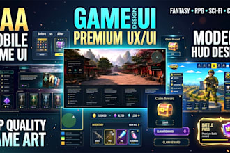 design perfect game UI, gui, hud for consoles, PC and mobile