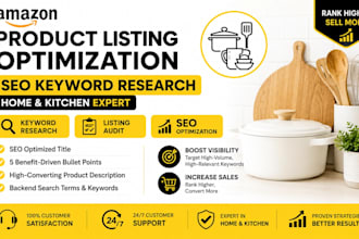 do amazon product listing optimization SEO keyword research home kitchen expert