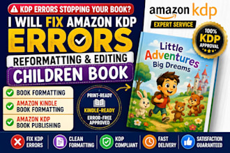 fix amazon kdp error book publishing, reformatting and editing children book