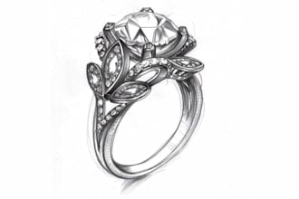 hand draw custom multi stone cocktail ring sketch jewelry pencil sketch for cad