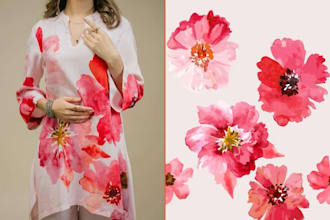 design watercolor floral seamless pattern for clothing