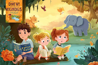 design a colorful childrens book cover that attracts