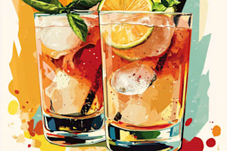 draw food and drink vector illustrations from photos
