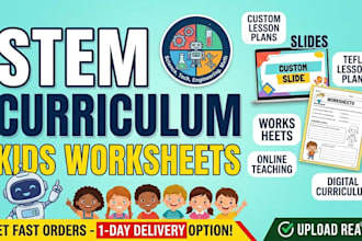 design custom stem curriculum and kids worksheets for online teaching