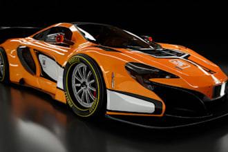 3d car model,body kits,wide fenders,rear spoiler,front bumper,splitter,3d render