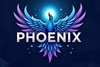 design awesome blue phoenix mascot logo only 15 hours