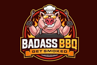 make bbq smoked restaurant food truck logo