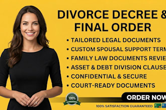 review and draft your divorce decree and final order with spousal support terms