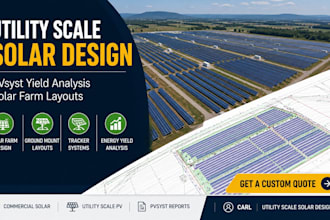 create utility scale solar layouts and pvsyst energy yield reports