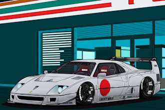 create custom vector car art and automotive illustrations