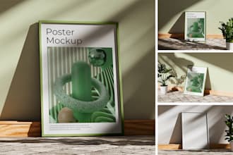 put your image, photo or logo into a frame poster mockup