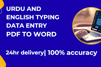 do urdu english typing, PDF to word ,handwritten in 24 hours