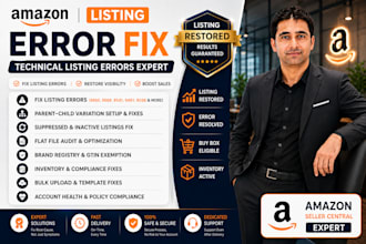 fix amazon listing errors, variation issue, suppressed listing as amazon VA