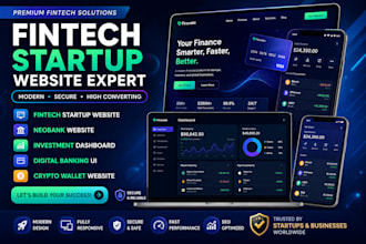 fintech startup website, neobank website, crypto wallet, investment dashboard