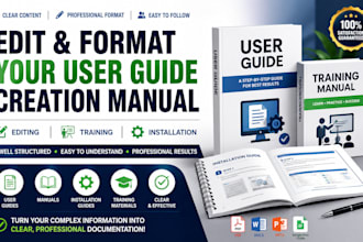 edit and format your user guide creation manual editing ,training book guide
