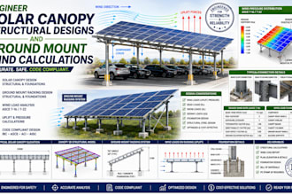 engineer solar canopy structural design and ground mount wind load calculations