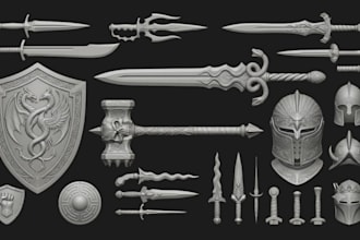 design custom 3d sword weapon 3dgun model sword knife 3d prop stl file for print