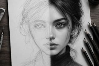 draw realistic pencil sketch portrait, pencil drawing and hand made art