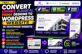 convert lovable, claude ai, figma designs to wordpress website hostinger website