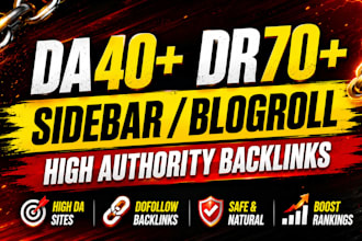 provide da40 dr70 premium blogroll high quality backlinks