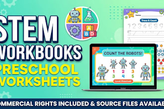 design custom stem workbooks and preschool worksheets for online teaching