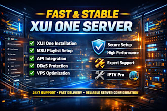 setup and install fast and stable xui one server with m3u playlist, API, ddos