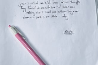 write a beautiful handwritten love letter or note for you