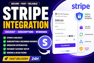 fix or integrate setup stripe checkout, subscriptions, and payment gateway