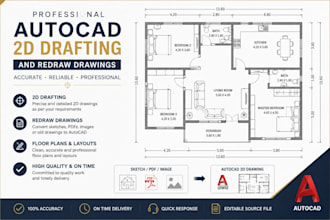 do professional autocad 2d drafting, floor plans and redraw drawings