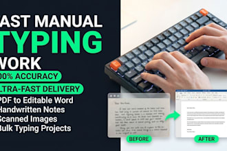 fast data typing, manual typing work and retyping documents