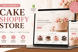 design cake shopify store pastry cookies cake website