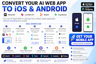 convert your lovable ai, base44 or replit web app to ios and android app