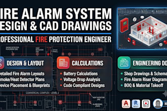 fire alarm system design, cad drawing, calculations, fire protection