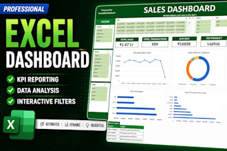 create interactive excel dashboard, KPI reports and data analysis