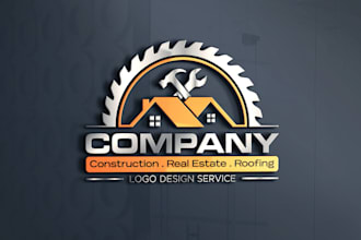 design real estate, roofing, construction logo