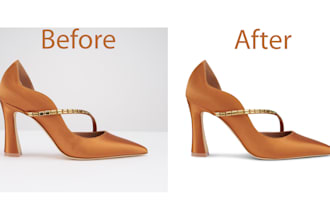do ecommerce product , shoes , bag image and photo  retouching in photoshop