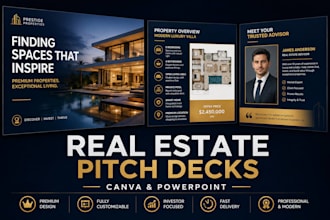 design modern real estate pitch deck or canva presentation