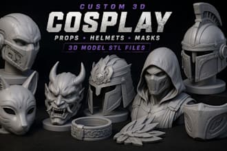 create 3d custom cosplay mask, helmet props 3d model stl files for 3d printing