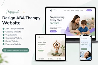 design aba therapy website choaching yoga website counseling dental website aba