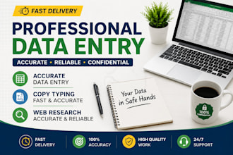 do accurate data entry, copy typing and web research