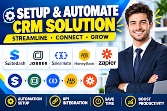 setup suitedash jobber salesmate CRM automation  honeybook zapier integration
