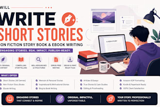 write short stories, non fiction story book and ebook writing