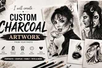 create realistic custom charcoal artwork from your photo